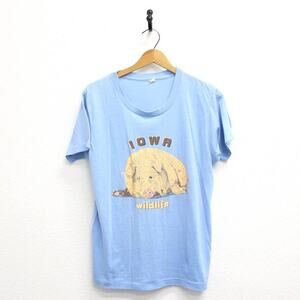 Vintage Iowa Wildlife Pig T Shirt Large